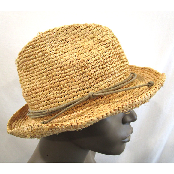 Tarnish Made In Italy Natural Tan Straw Raffia Fedora Hat Women OS main image 5